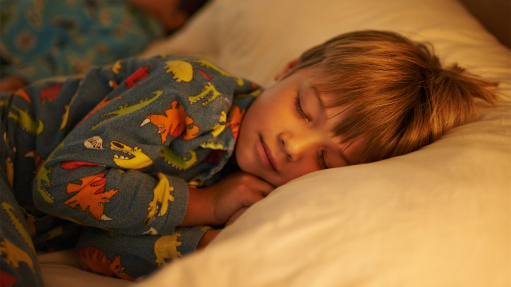 Royalty-free stock photo: A young boy sleeping deeply and peacefully