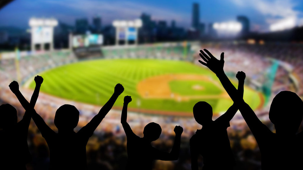 Fans cheering at a baseball game show they are not fair-weather fans.