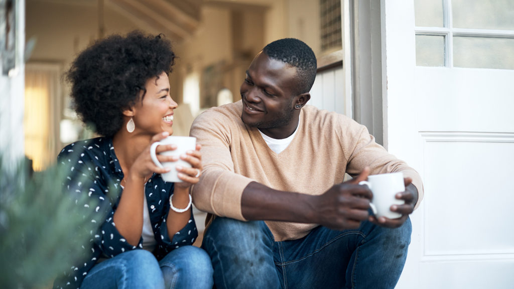 Royalty-Free Stock Photo: Happy couple who discovered the connection between sleep and relationships.