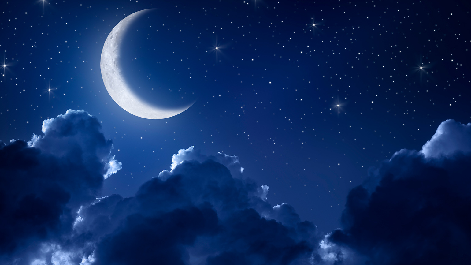 Royalty-Free Stock Photo: Night sky with moon, clouds and sky during sleep meditation.