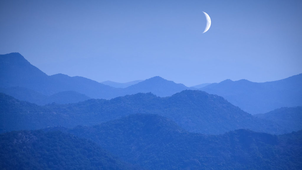 New moon in the Montenegro mountains displays a peaceful scene where sleep and social media know their proper places.